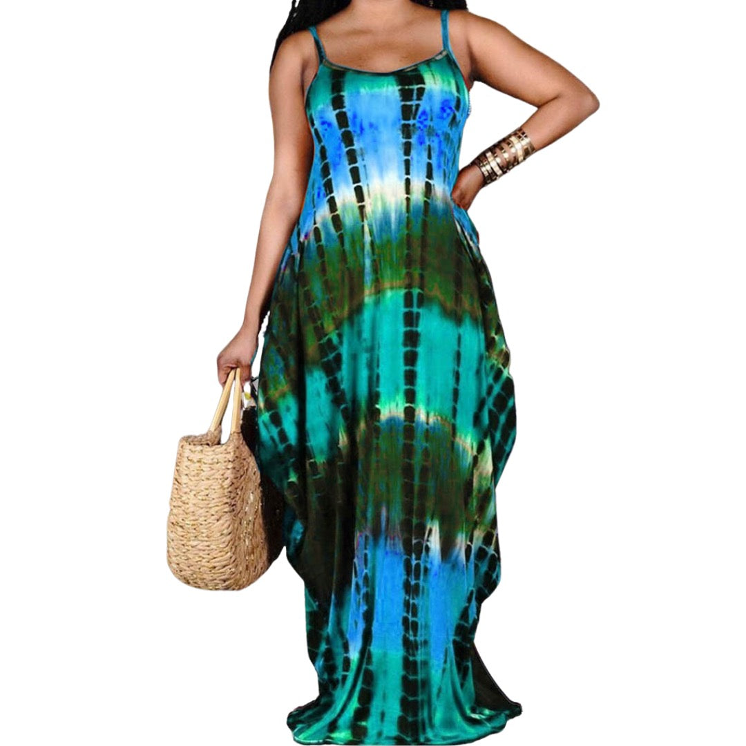 Multi-Color Blue Maxi Dress