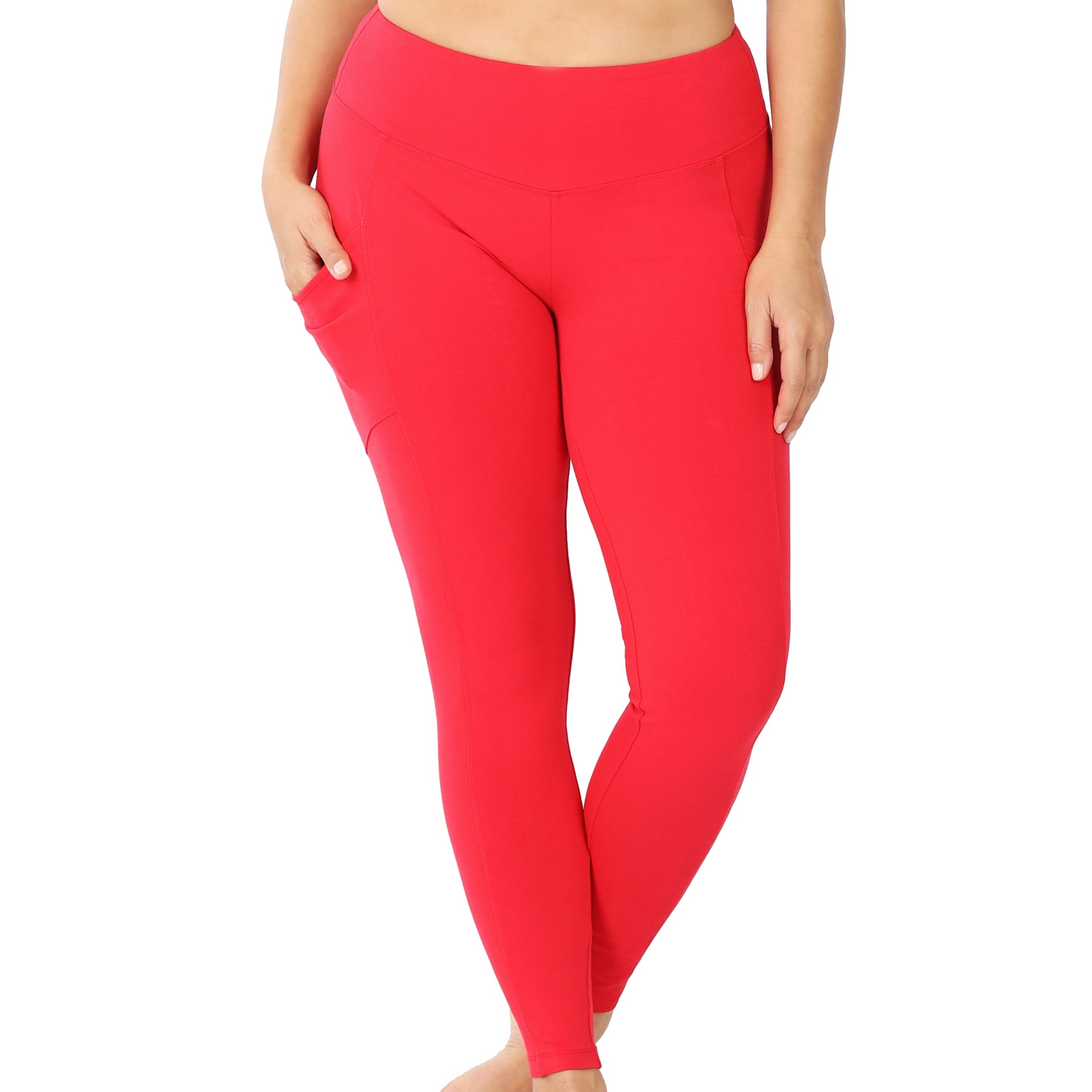 BETTER COTTON WIDE WAISTBAND FULL LENGTH LEGGINGS WITH POCKETS